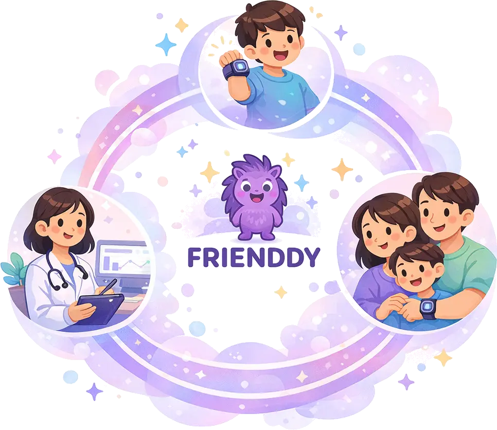 Diagram connecting child, parent, and therapist in a closed loop